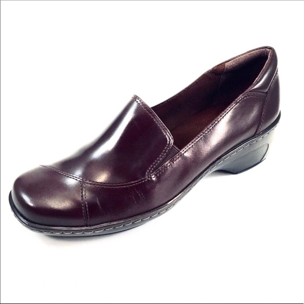 Clarks Womans 71897 Brown Leather Loafers 9.5M